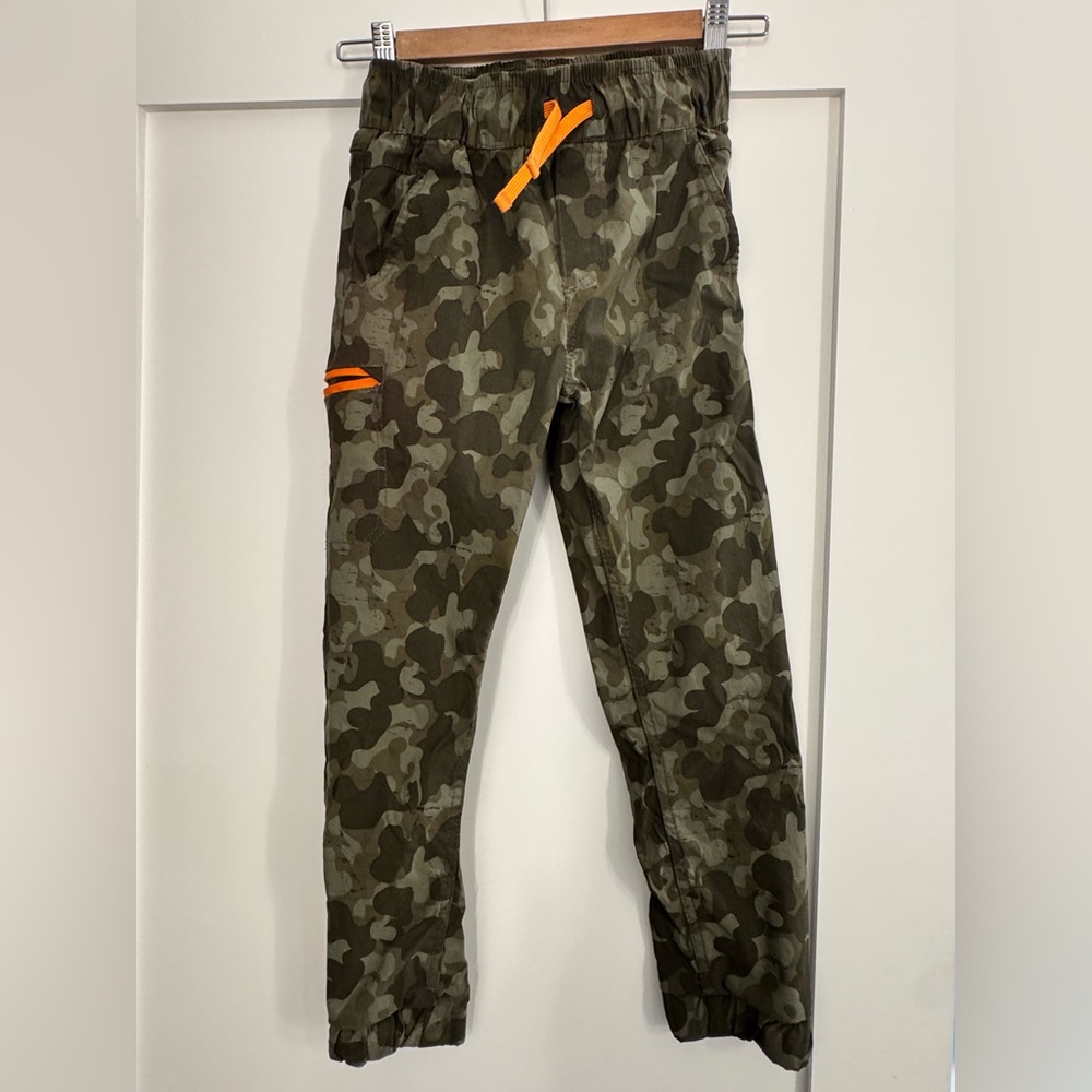 Weatherproof Kids Camouflage Joggers with Orange Accents